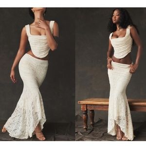 NWOT House of CB  'THERESE' skirt‎  in VINTAGE CREAM LACE size XS
